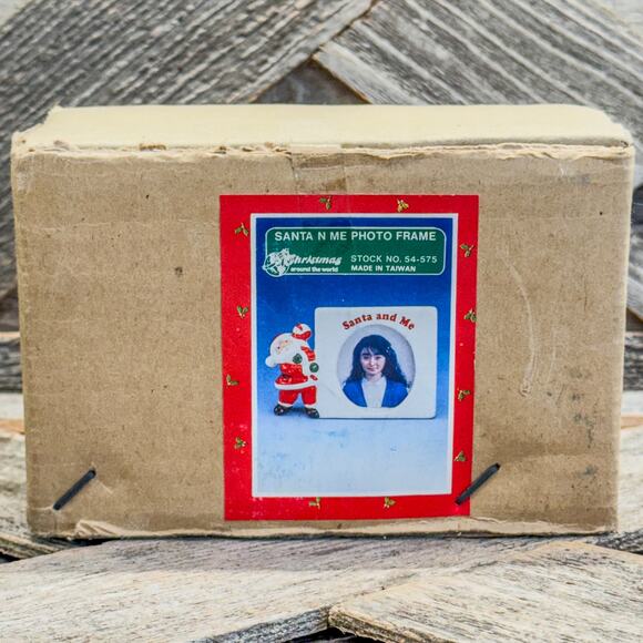 Vintage Santa & Me Tabletop Photo Frame, Holds 3" x 3" Photo, Ceramic, Christmas - Picture 8 of 10